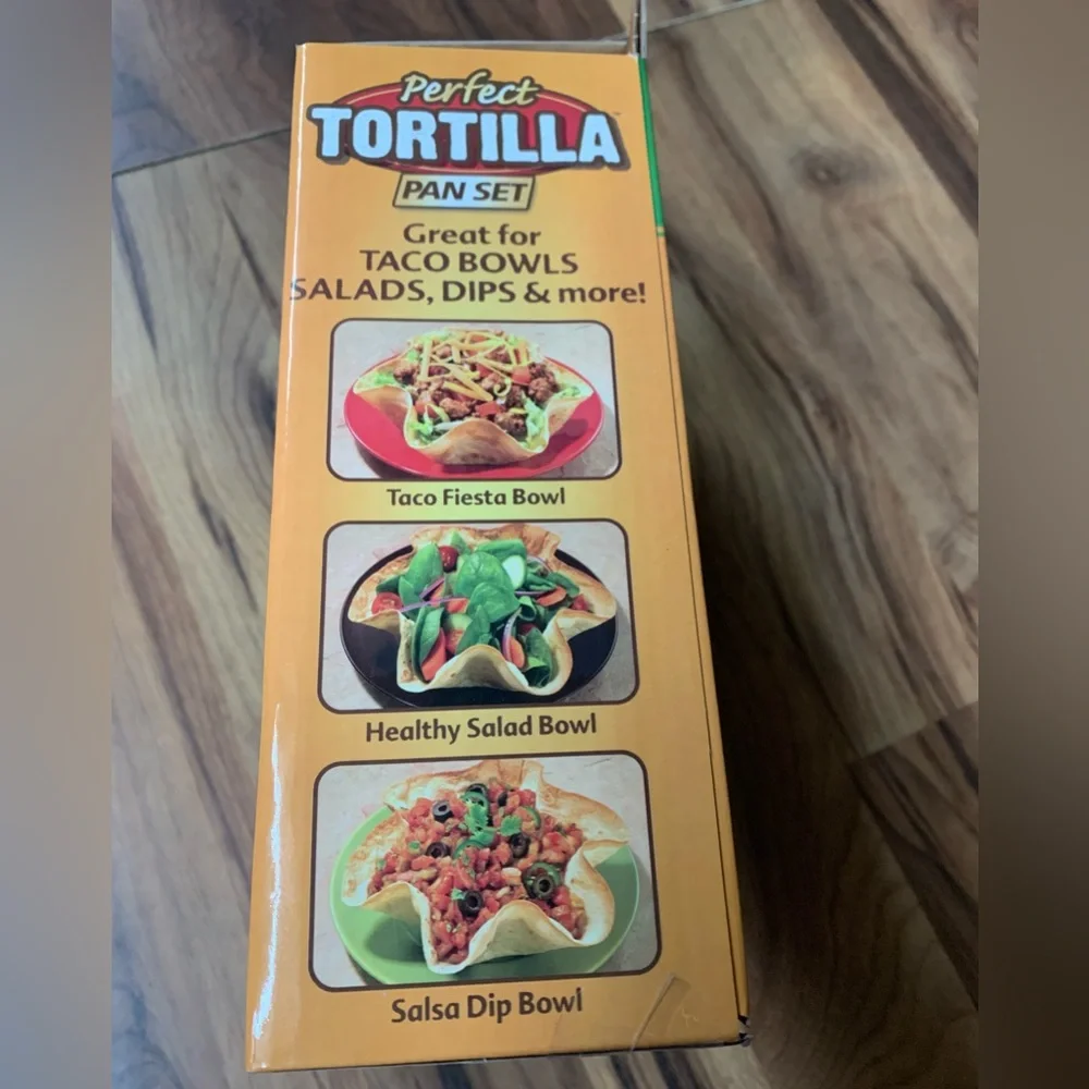 Perfect Tortilla Deluxe Pan Set 4 Non Stick For Baked Taco Salad Bowl Shells